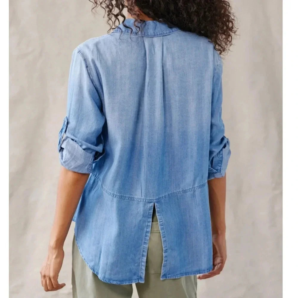 Bella Dahl Split Back Button Down - Ombre Wash - image 3